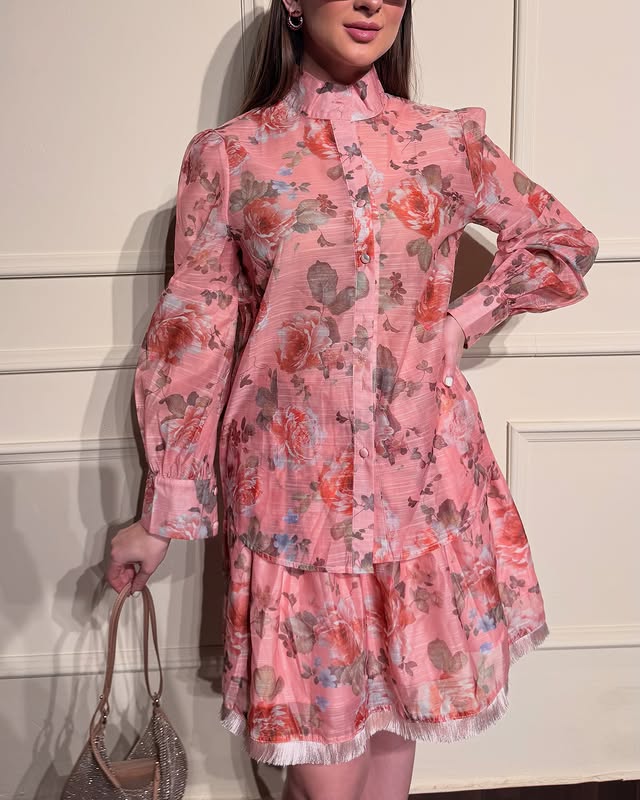 Pink Floral Cord Set