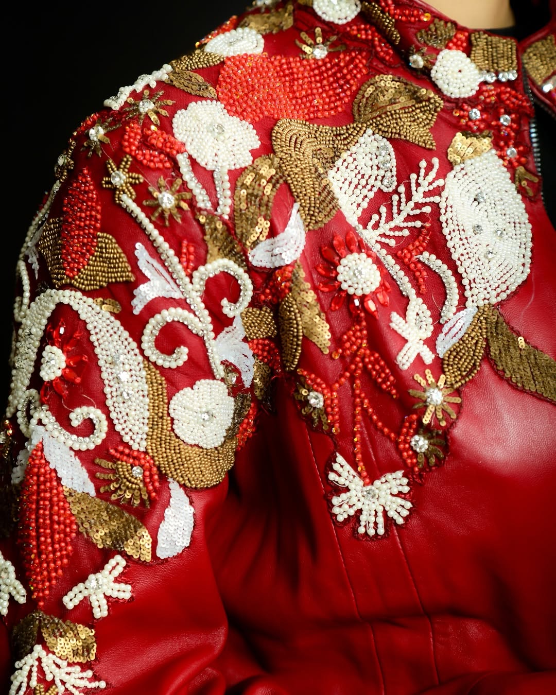 Embellished Ruby Statement Jacket