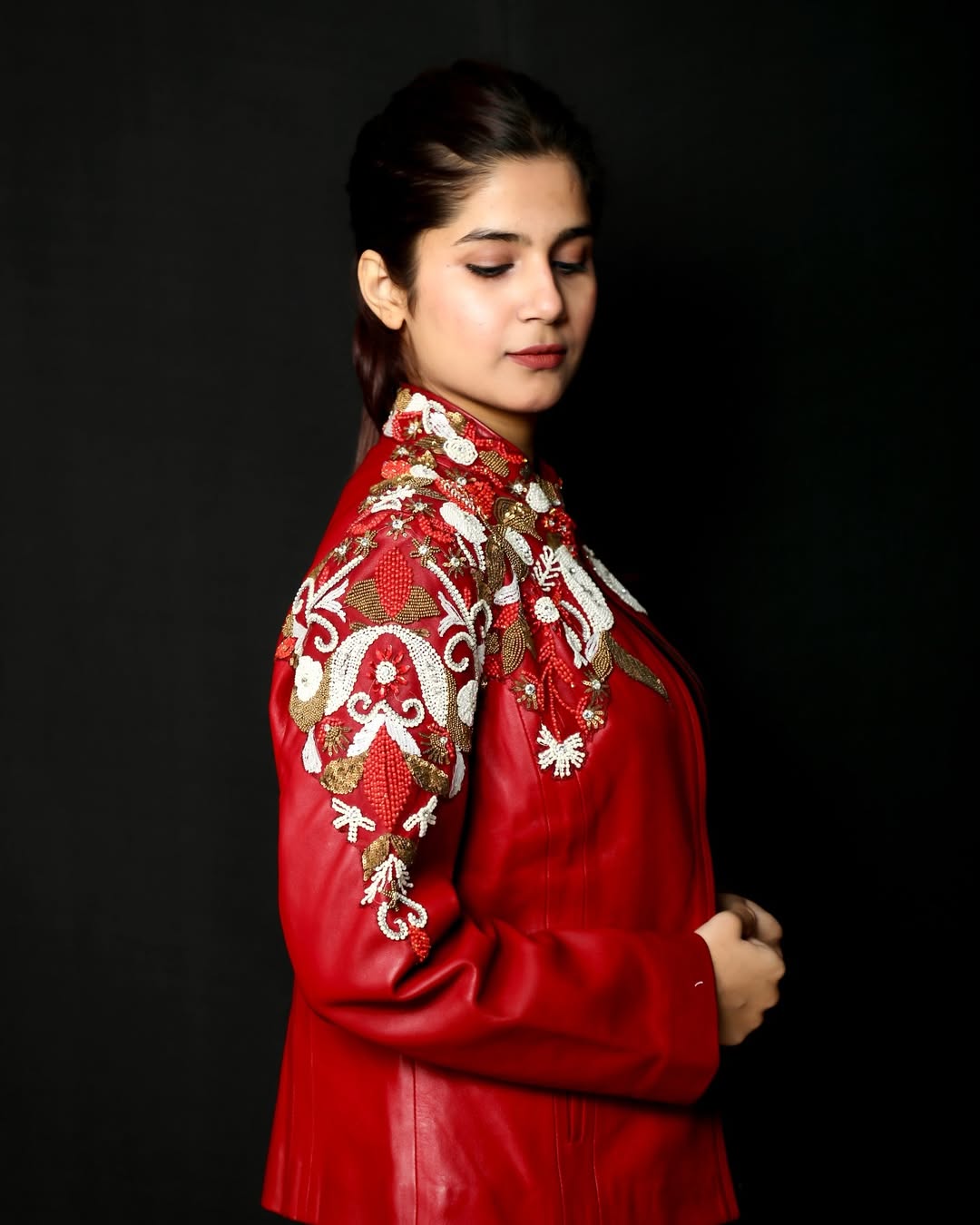 Embellished Ruby Statement Jacket