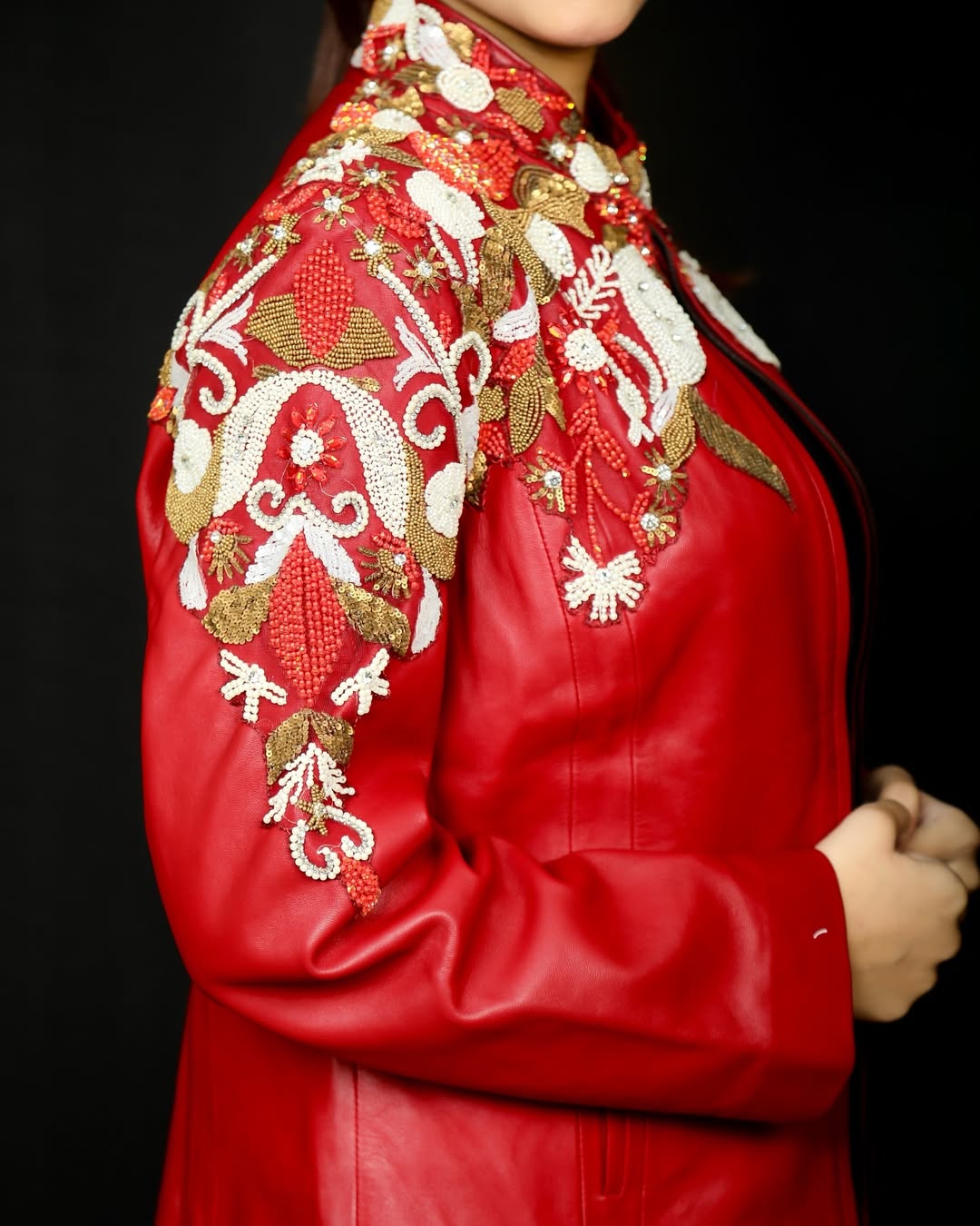 Embellished Ruby Statement Jacket