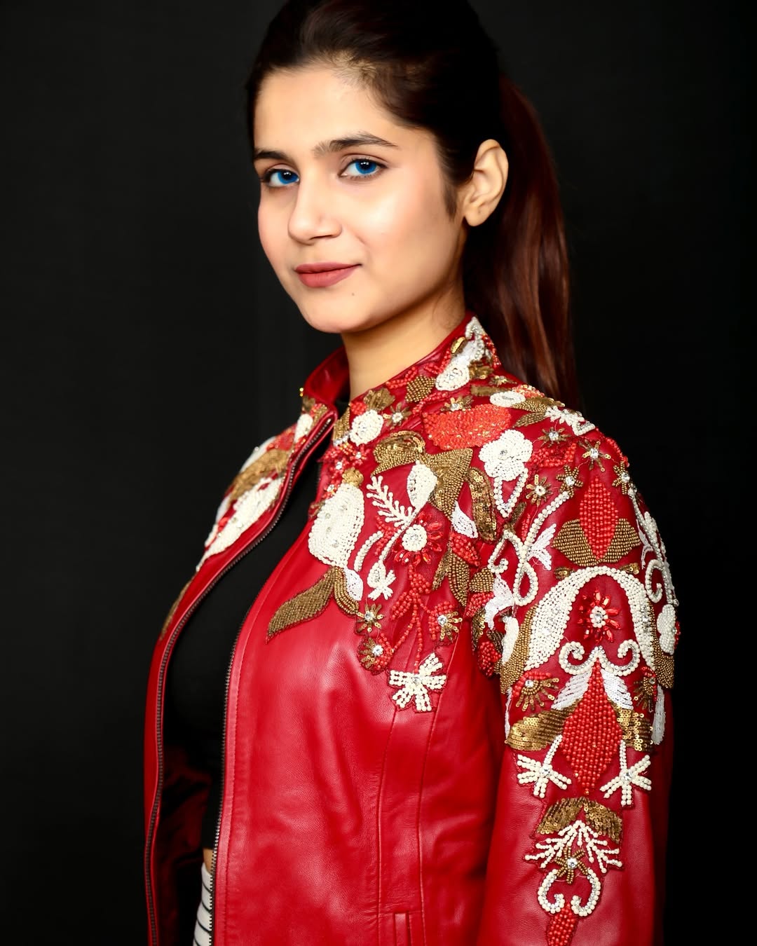 Embellished Ruby Statement Jacket