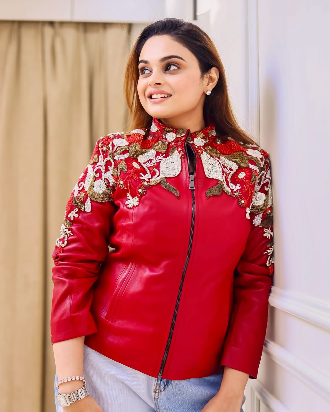 Embellished Ruby Statement Jacket