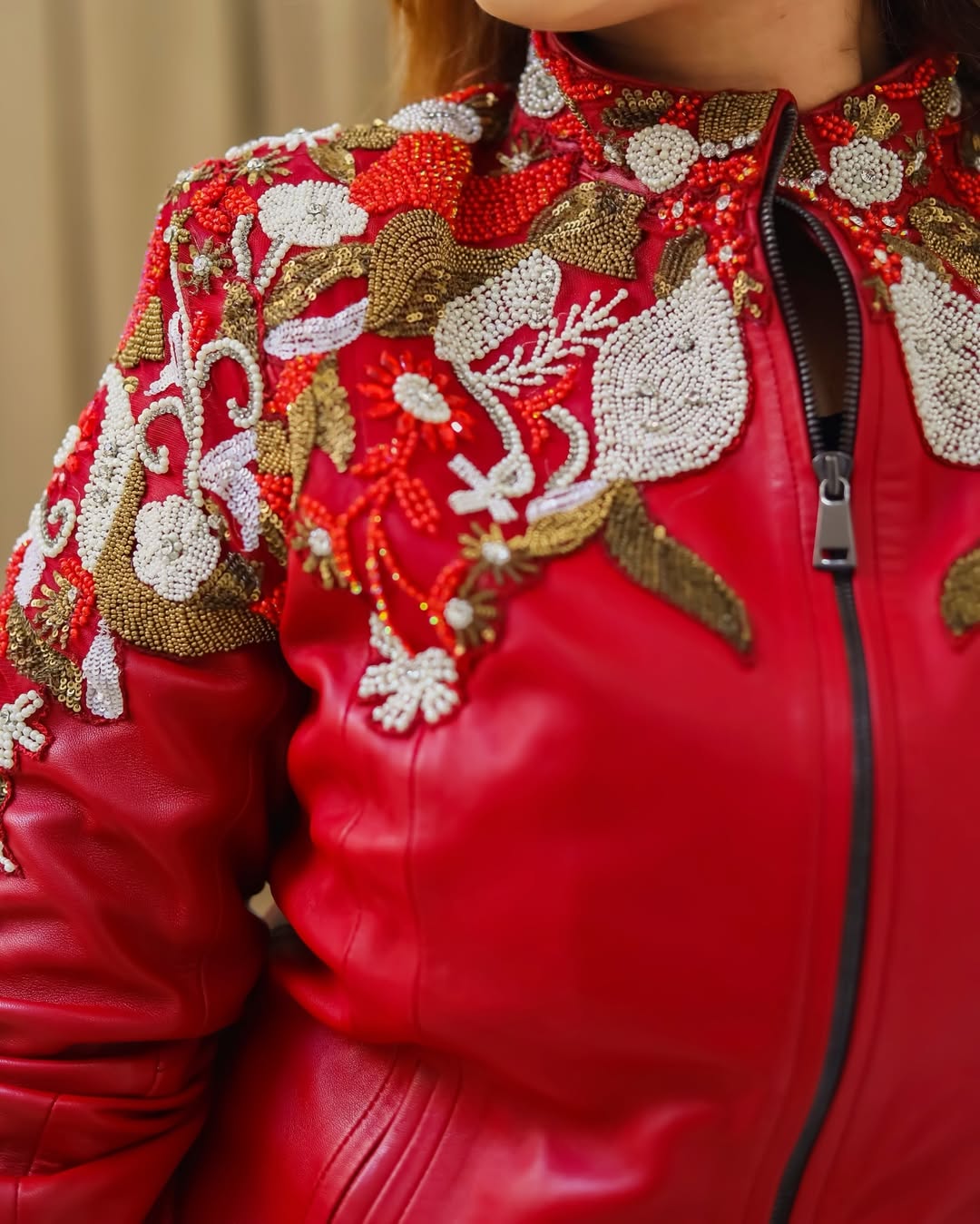 Embellished Ruby Statement Jacket