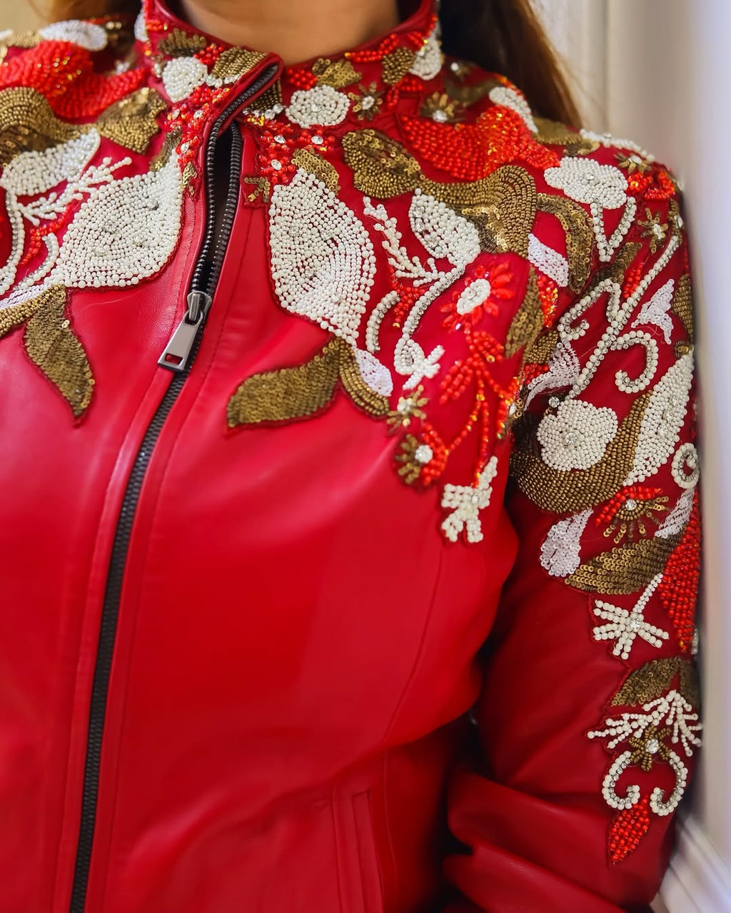 Embellished Ruby Statement Jacket