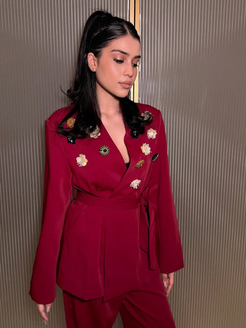 Crimson Heritage Embellished Suit