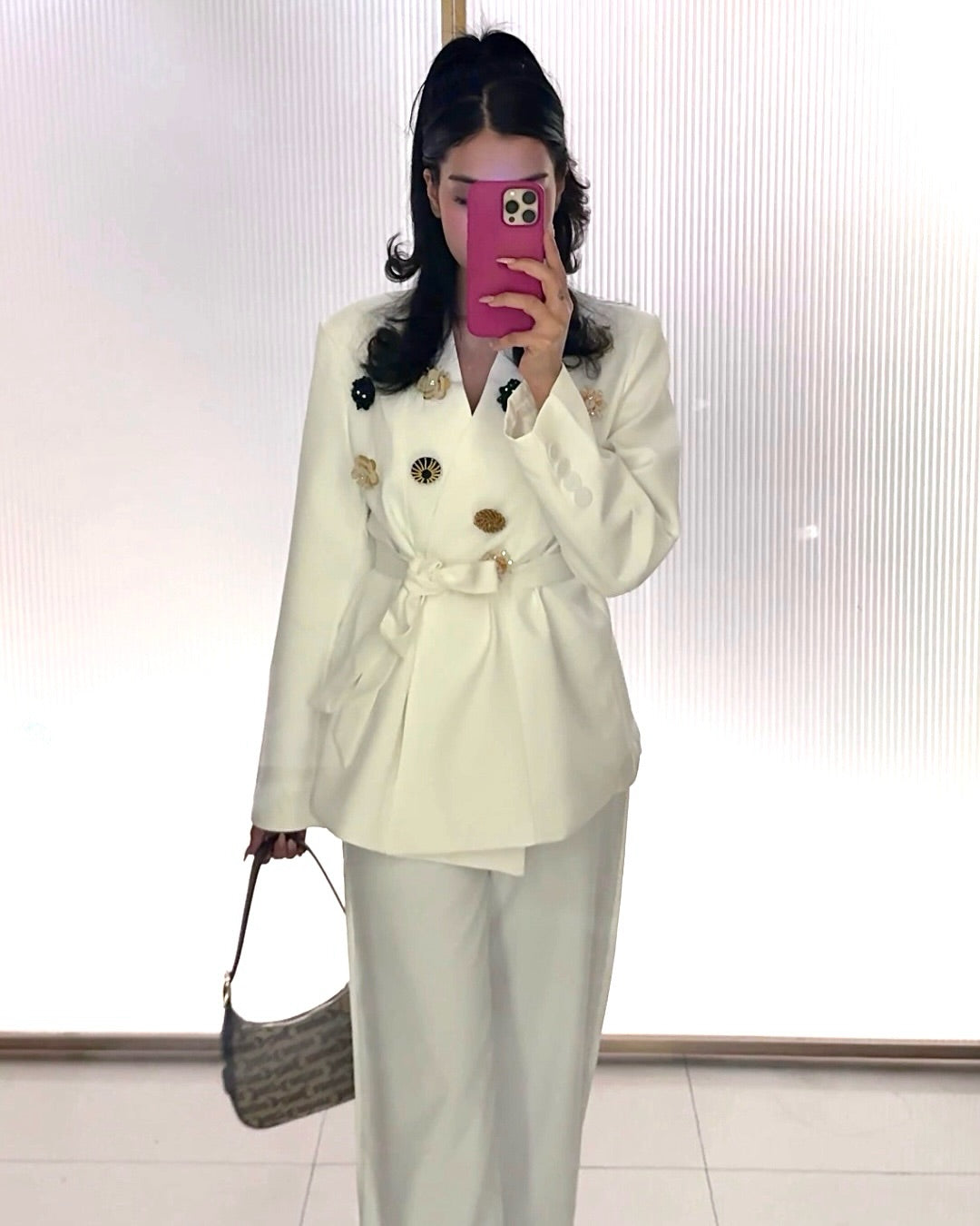 Luminous Aura Belted Blazer Set