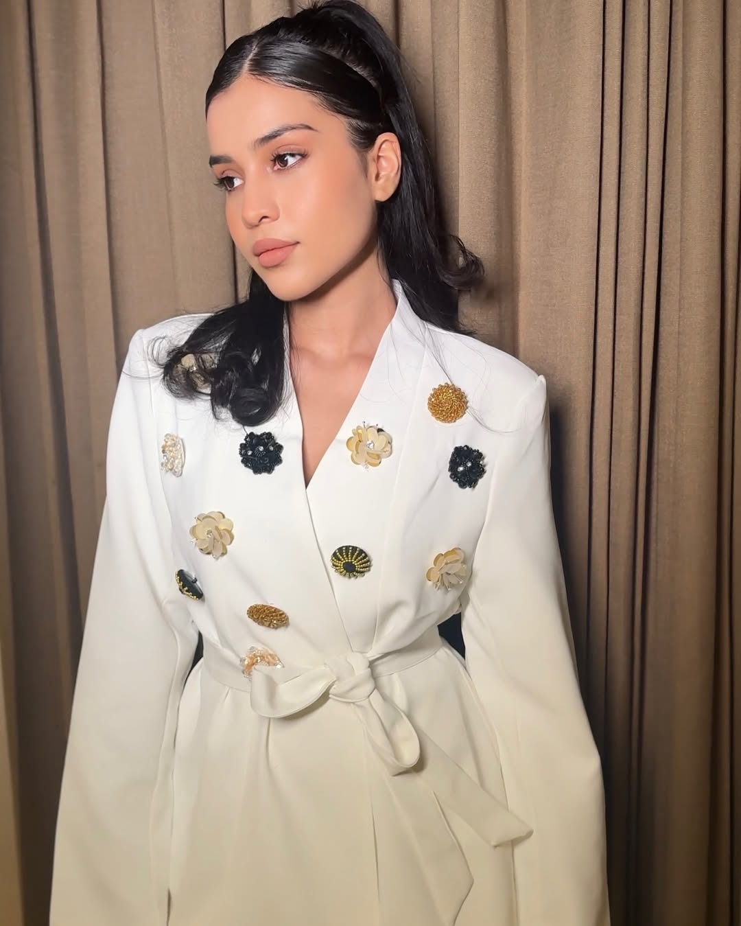 Luminous Aura Belted Blazer Set