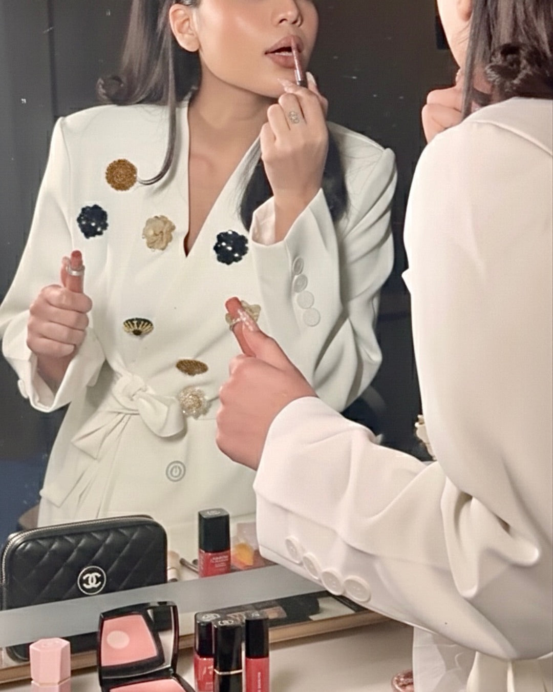 Luminous Aura Belted Blazer Set