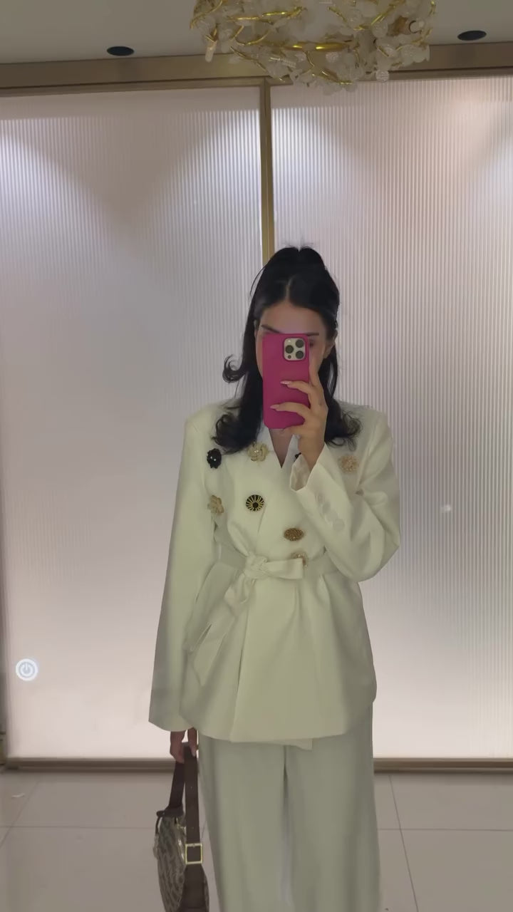 Luminous Aura Belted Blazer Set